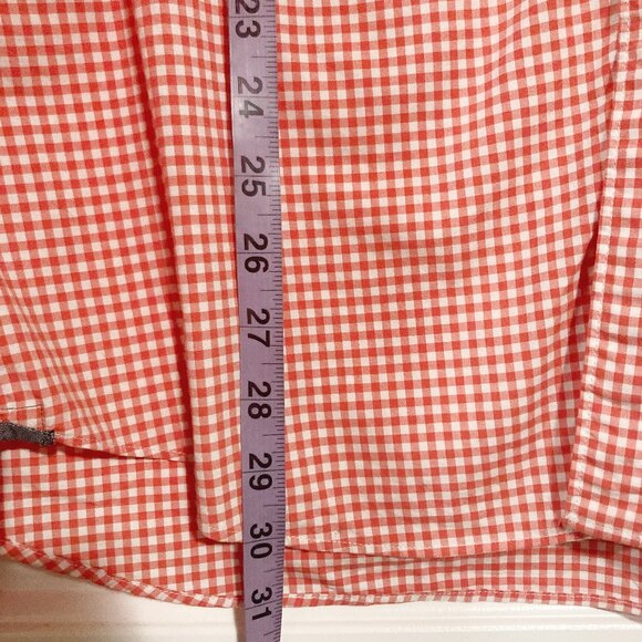 J. CREW Orange white gingham long-sleeve men's shirt ~ LARGE XL 1X button-down - Picture 4 of 9